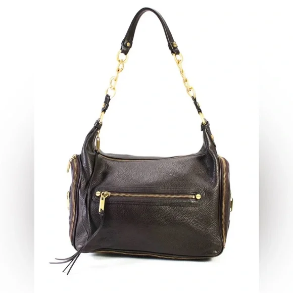 NWOT genuine leather brown pebbles Alexis Hudson Handbag gold toned hardware - Picture 5 of 16